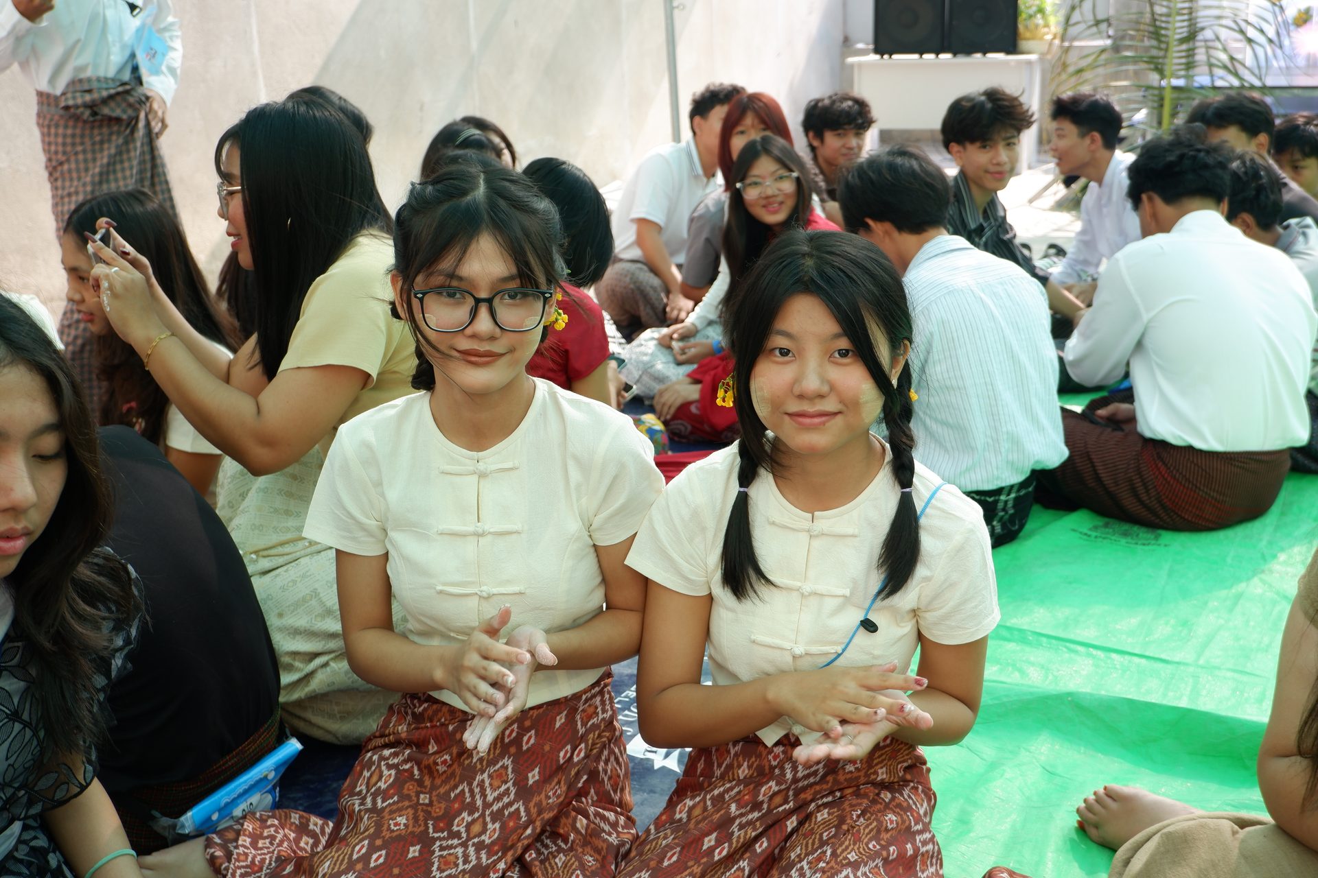 Students taking part in a seasonal school event